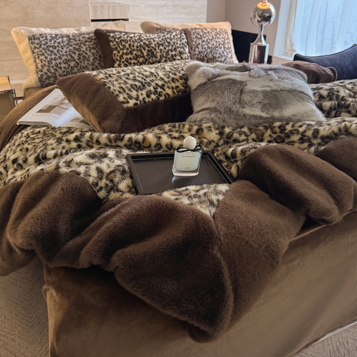 91家纺网 家纺一手货源 找家纺 水云缦 2025新款水貂绒豹纹四件套 豹纹-金钱豹