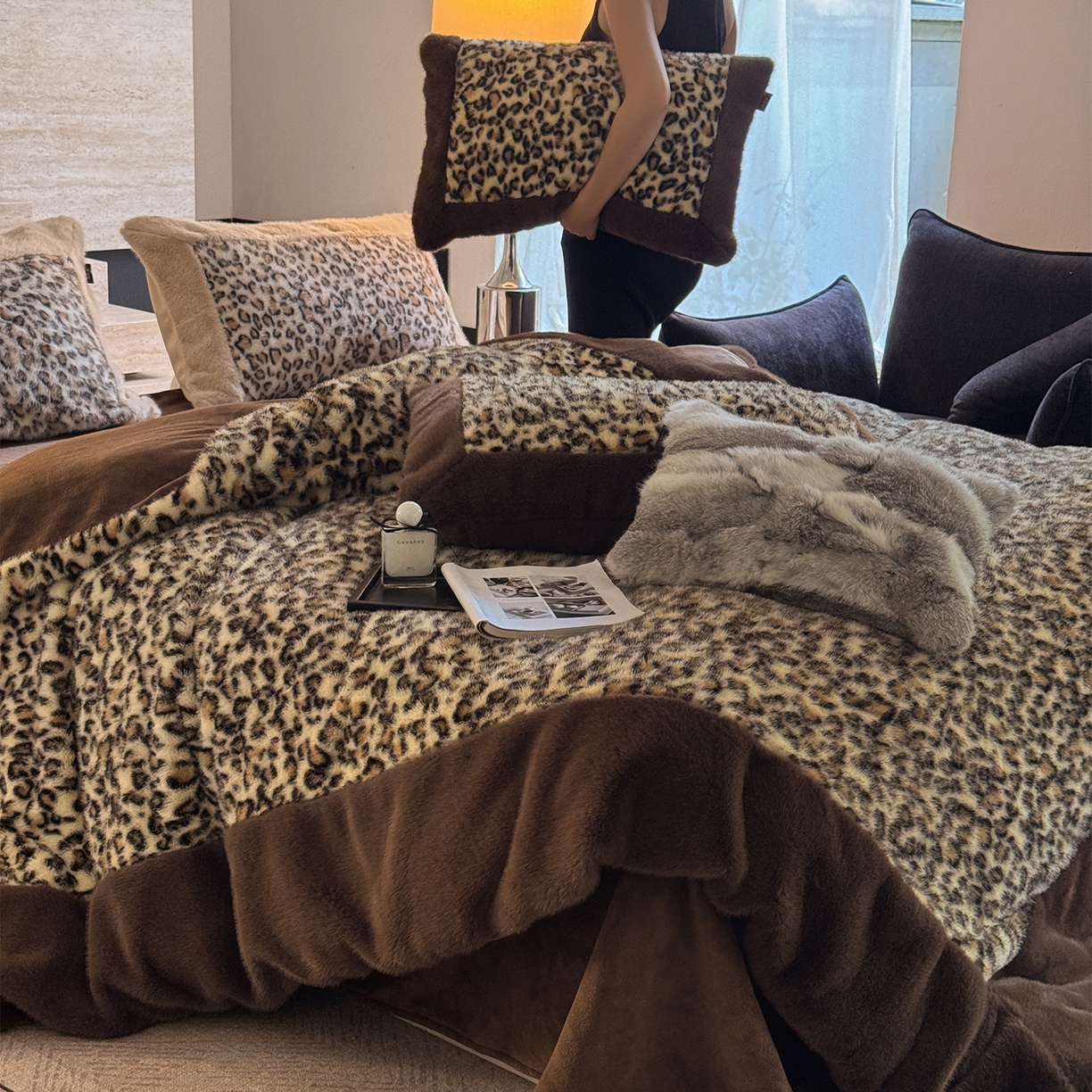 91家纺网 家纺一手货源 找家纺 水云缦 2025新款水貂绒豹纹四件套 豹纹-金钱豹