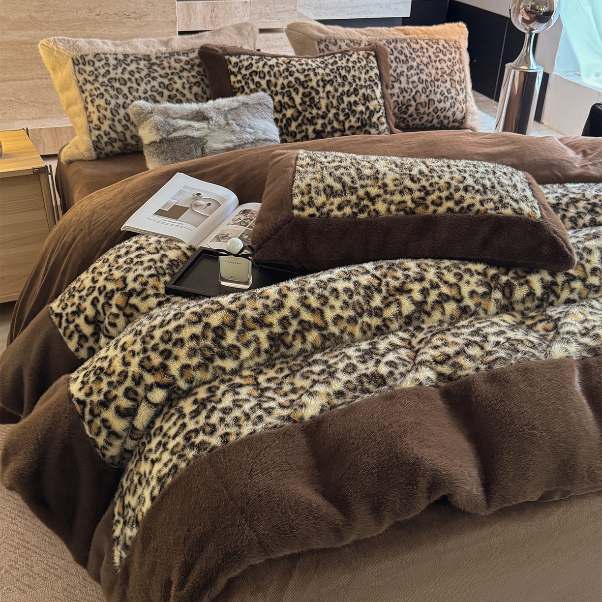 91家纺网 家纺一手货源 找家纺 水云缦 2025新款水貂绒豹纹四件套 豹纹-金钱豹