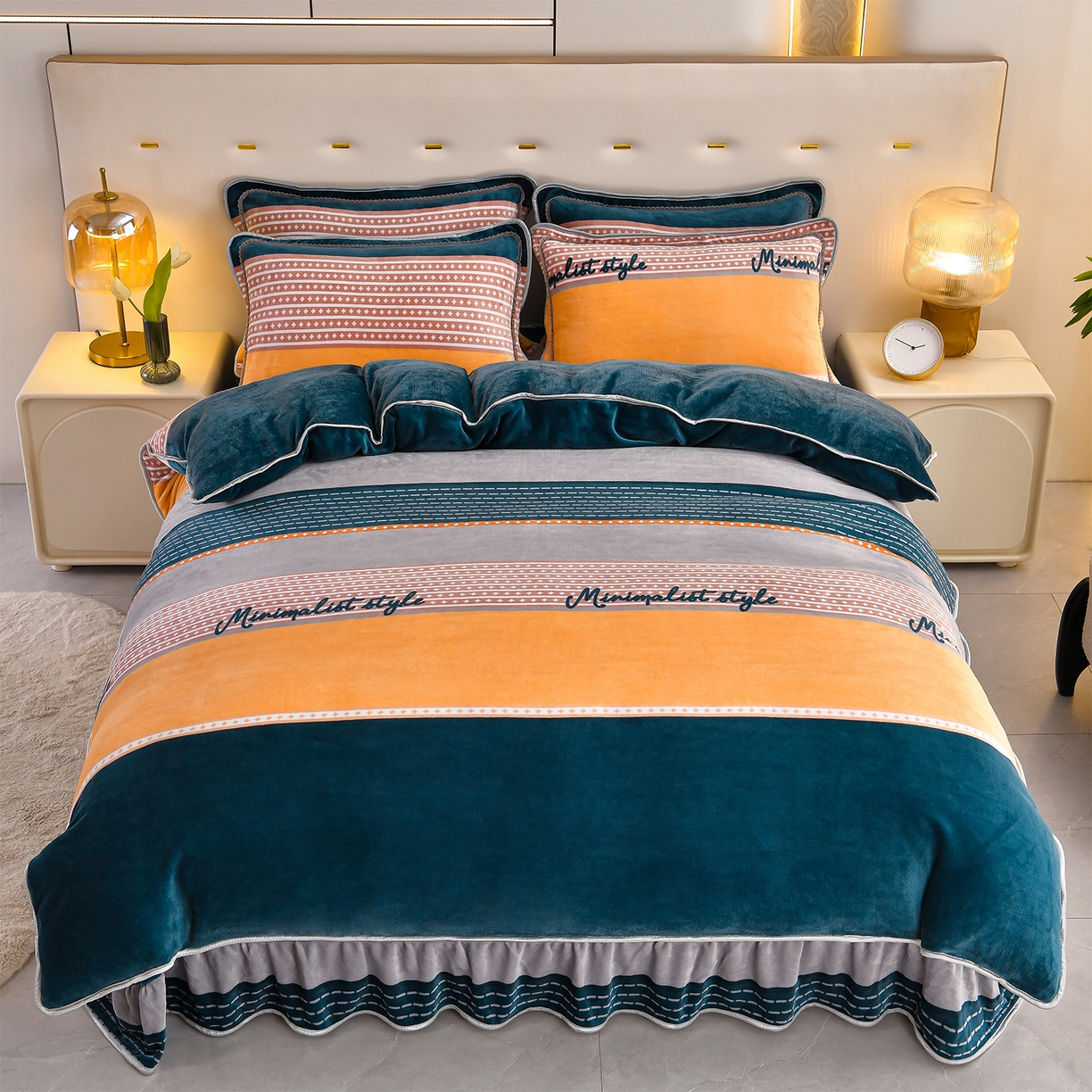 91家纺网 家纺一手货源 找家纺 沐星纪（美得佳）布业 2025新款加厚牛奶绒印花四件套 简爱