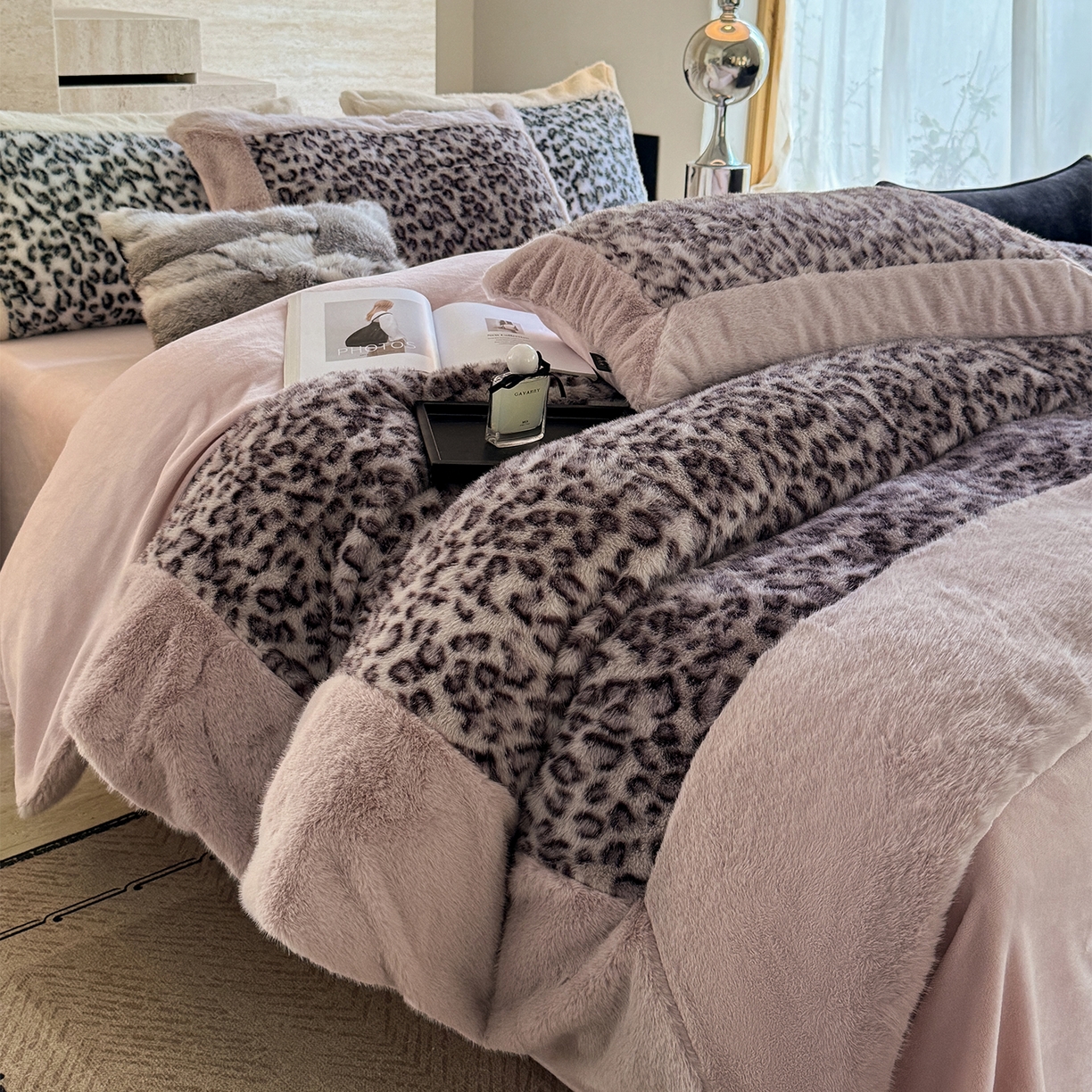 91家纺网 家纺一手货源 找家纺 水云缦 2025新款水貂绒豹纹四件套 豹纹-波斯猫