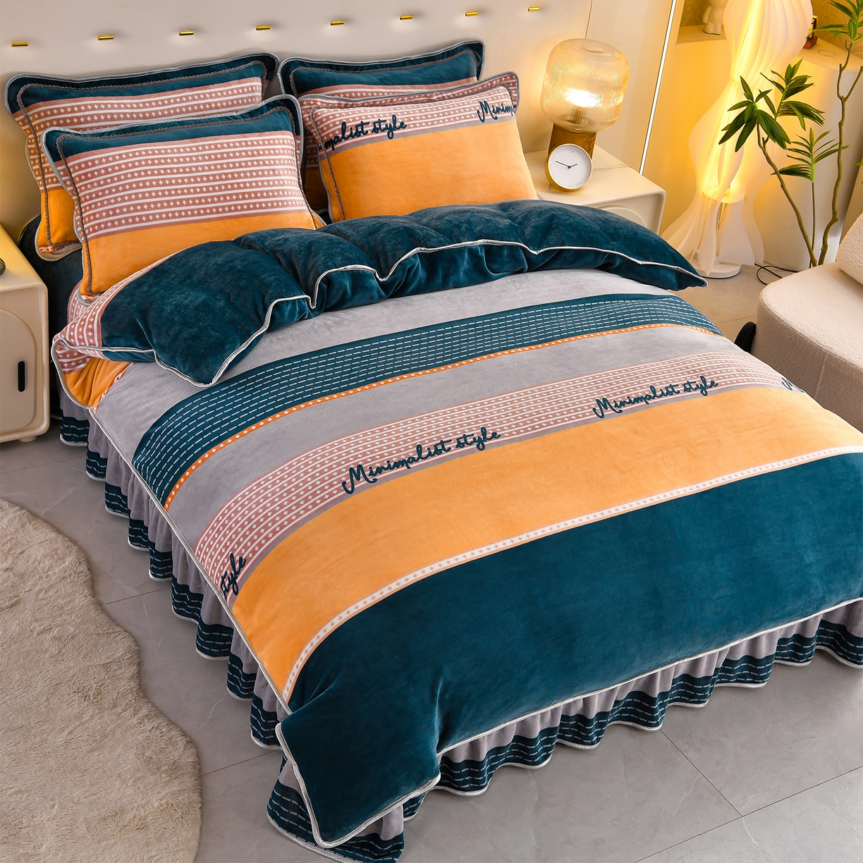 91家纺网 家纺一手货源 找家纺 沐星纪（美得佳）布业 2025新款加厚牛奶绒印花四件套 简爱