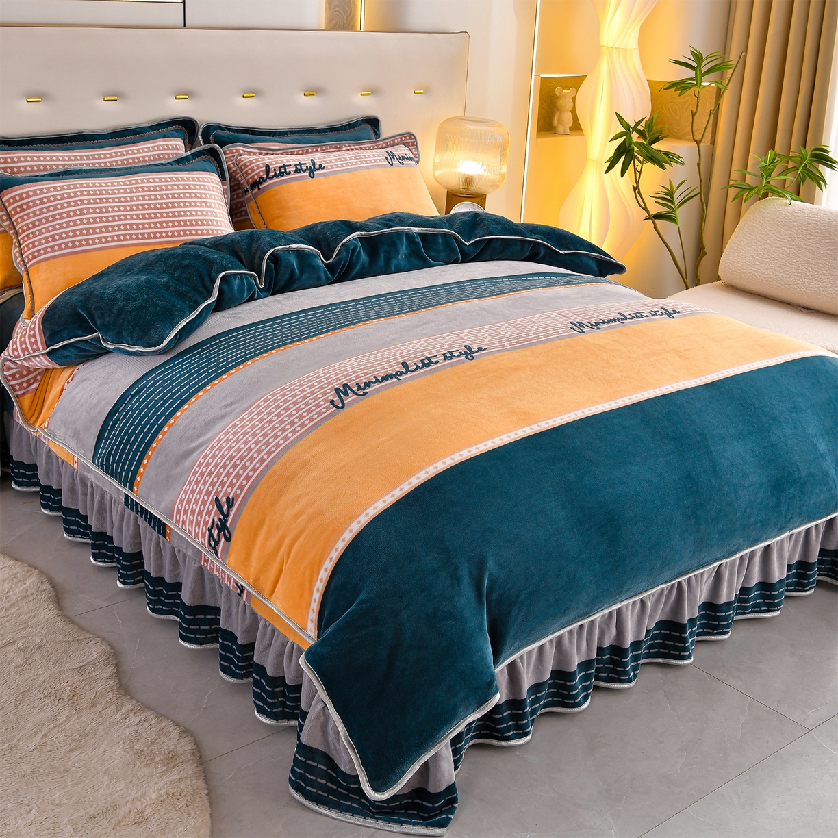 91家纺网 家纺一手货源 找家纺 沐星纪（美得佳）布业 2025新款加厚牛奶绒印花四件套 简爱