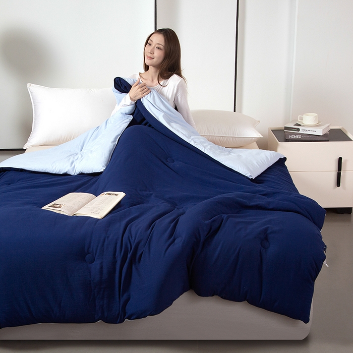 91家纺网 家纺一手货源 找家纺 美之润家纺 2025新款深睡被2代Pro控温被子冬季加厚冬被春秋被芯免被套棉被可机洗 深睡蓝