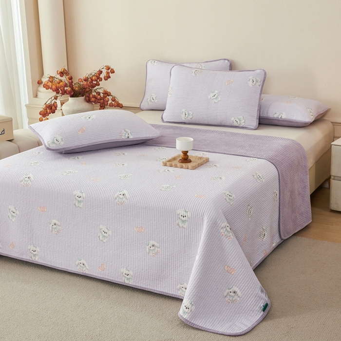 莎果家纺 2025冬季新款热推冬季必备寒冷的冬季有了它便多了些温暖婴儿绒+全棉床盖三件套 绒绒小狗