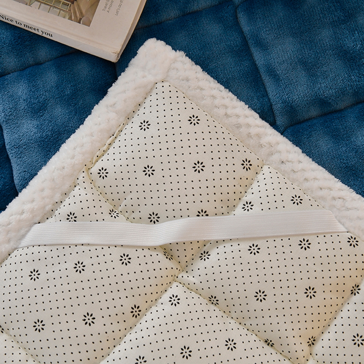 91家纺网 家纺一手货源 找家纺 鑫顺欣 2025新款泡泡牛奶绒床垫床褥 景泰蓝