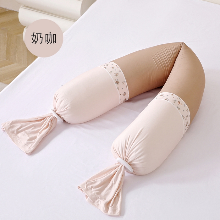 91家纺网 家纺一手货源 找家纺 芙宁娜家纺 25新款孕妇枕护腰侧睡枕托腹长条睡觉专用神器夹腿孕期侧卧糖果抱枕跨境 奶咖