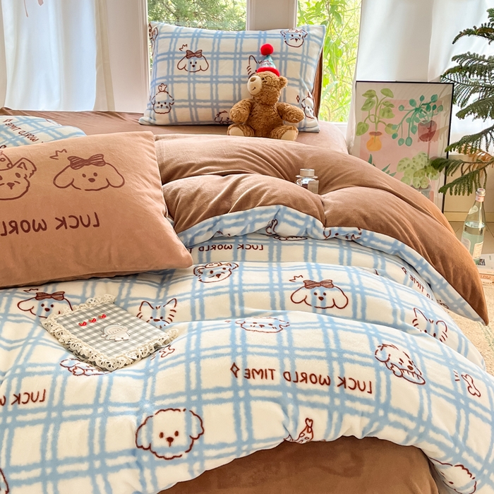 91家纺网 家纺一手货源 找家纺 （总）如一 2025新款高克重大版数码印花牛奶绒四件套