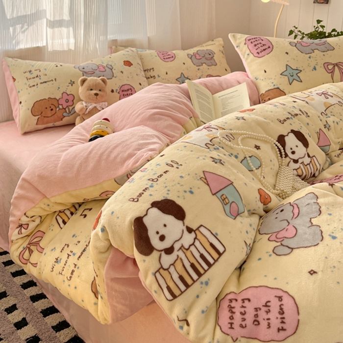 91家纺网 家纺一手货源 找家纺 （总）如一 2025新款高克重大版数码印花牛奶绒四件套