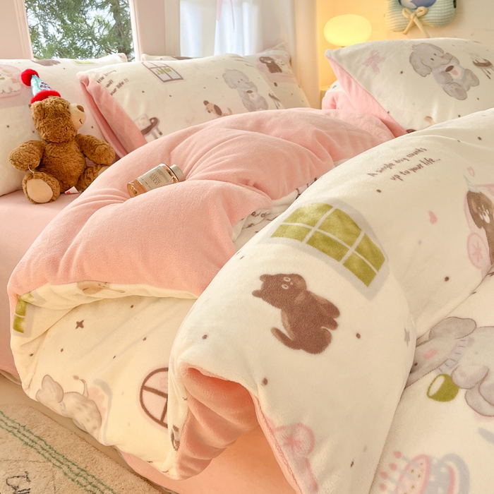 91家纺网 家纺一手货源 找家纺 （总）如一 2025新款高克重大版数码印花牛奶绒四件套