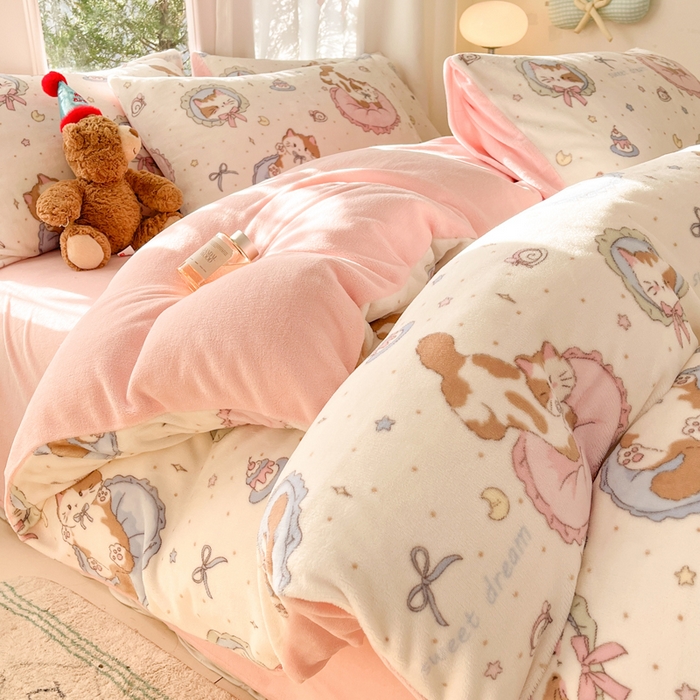 91家纺网 家纺一手货源 找家纺 （总）如一 2025新款高克重大版数码印花牛奶绒四件套