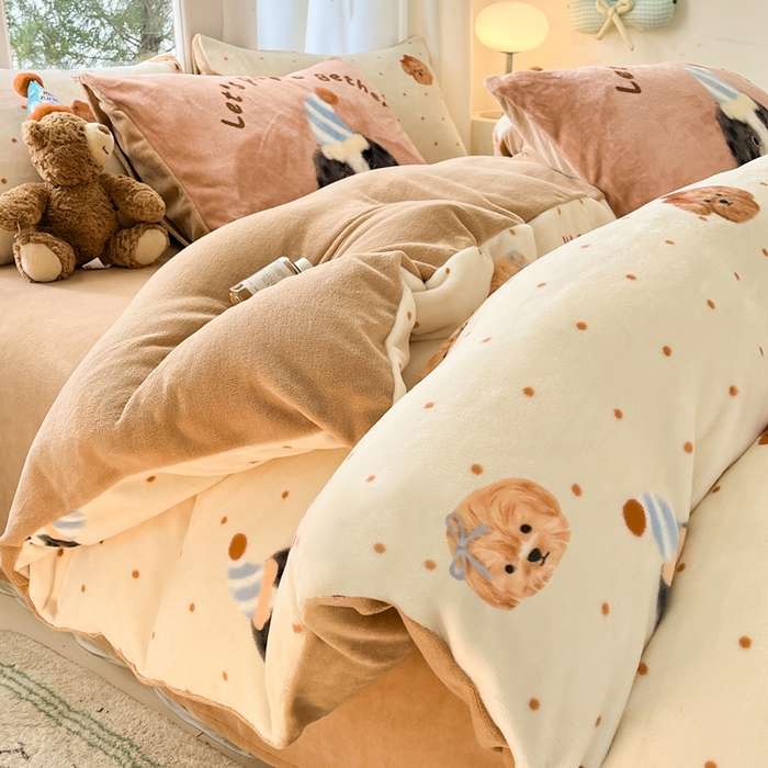 91家纺网 家纺一手货源 找家纺 （总）如一 2025新款高克重大版数码印花牛奶绒四件套