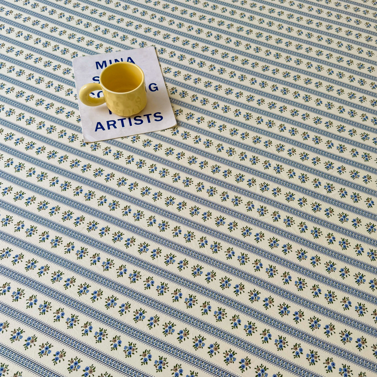 91家纺网 家纺一手货源 找家纺 首爱家纺 2025新款木棉双层纱印花床笠 蓝心