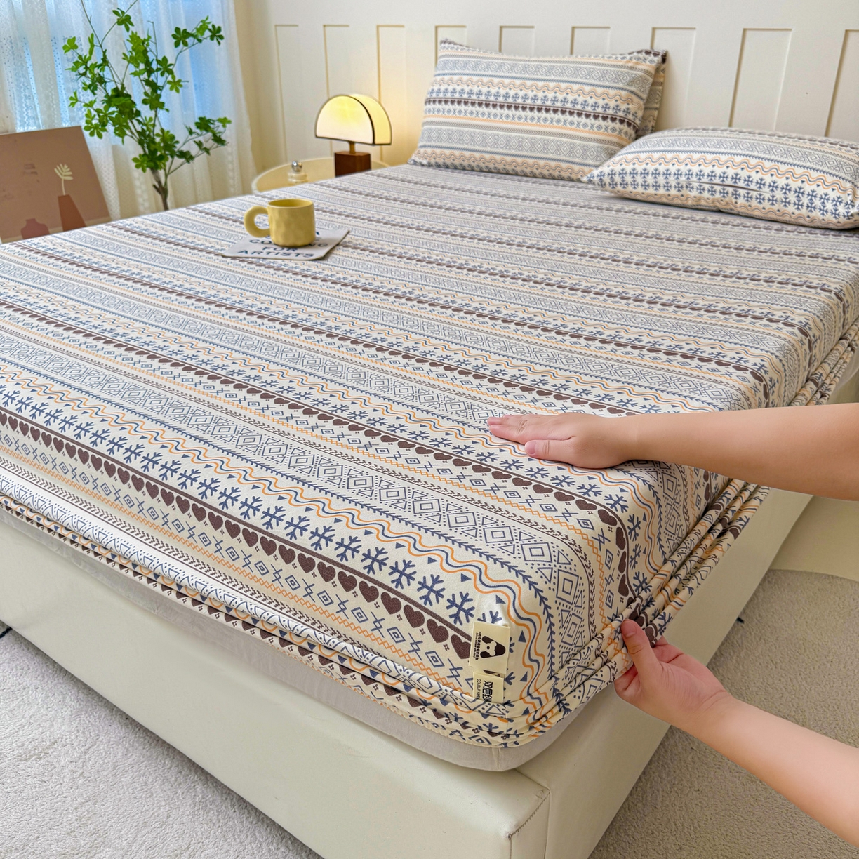 91家纺网 家纺一手货源 找家纺 （总）棉乐町家居 2025新款木棉双层纱印花床笠