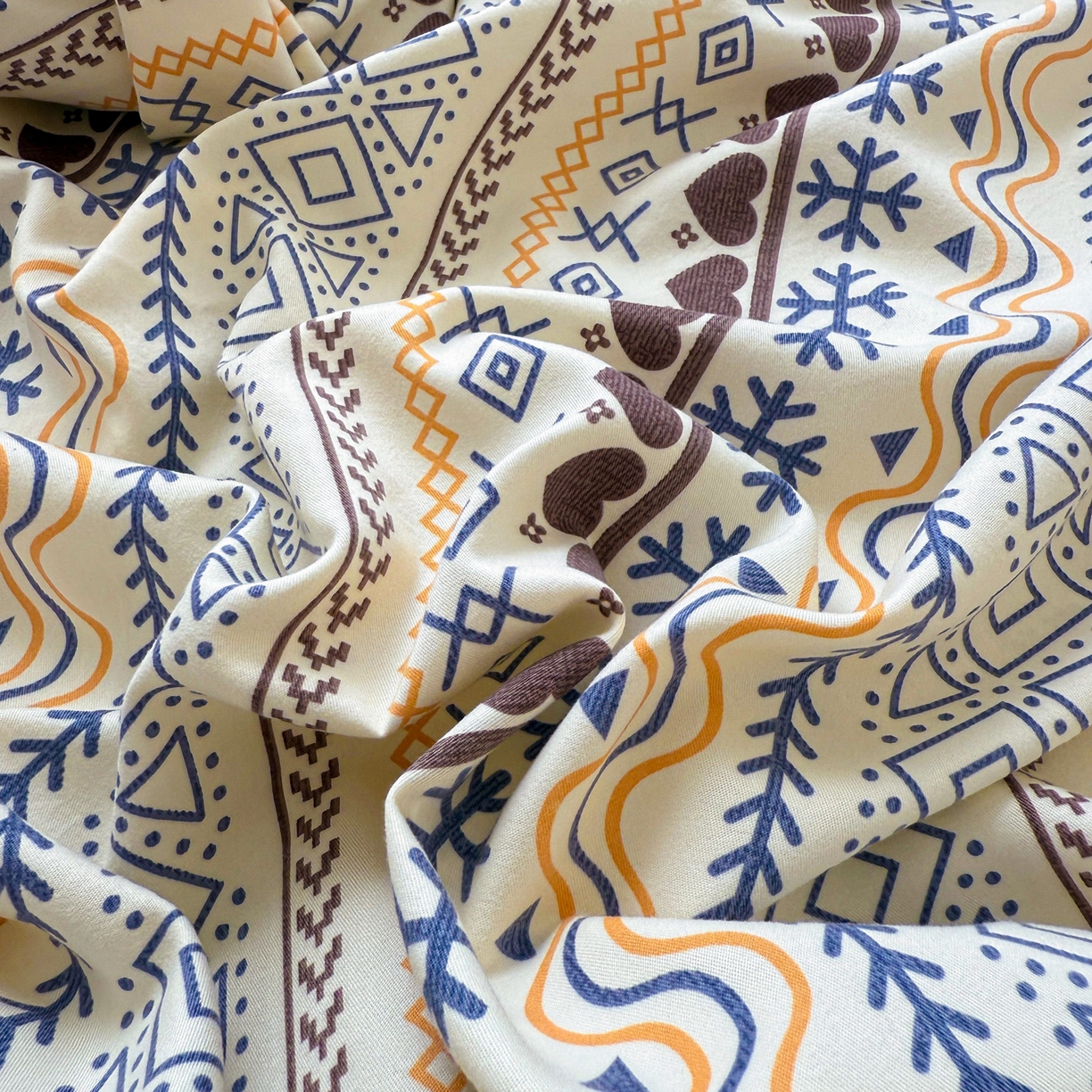 91家纺网 家纺一手货源 找家纺 棉乐町家居 2025新款木棉双层纱印花床笠 波西米亚