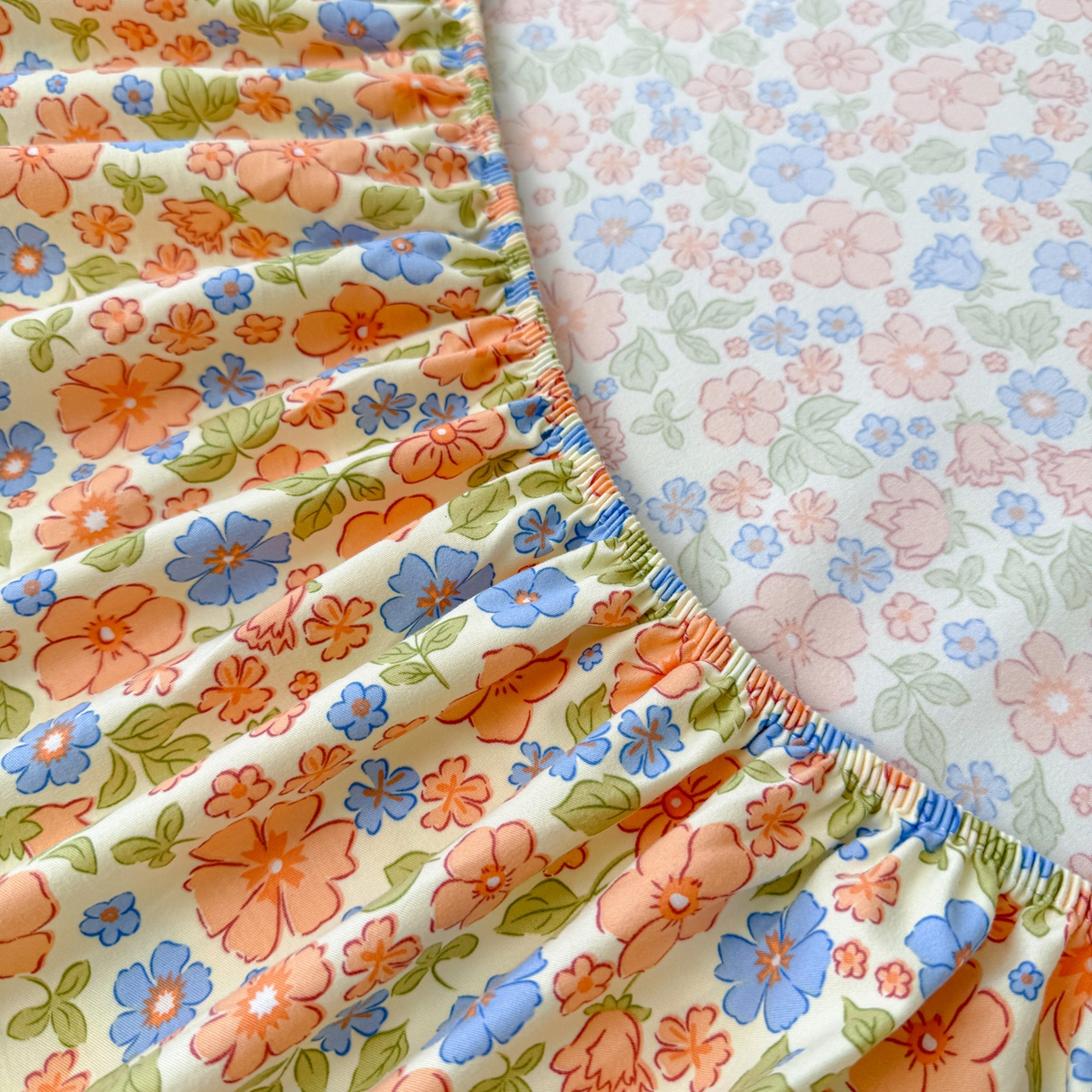 91家纺网 家纺一手货源 找家纺 棉乐町家居 2025新款木棉双层纱印花床笠 花朵熊