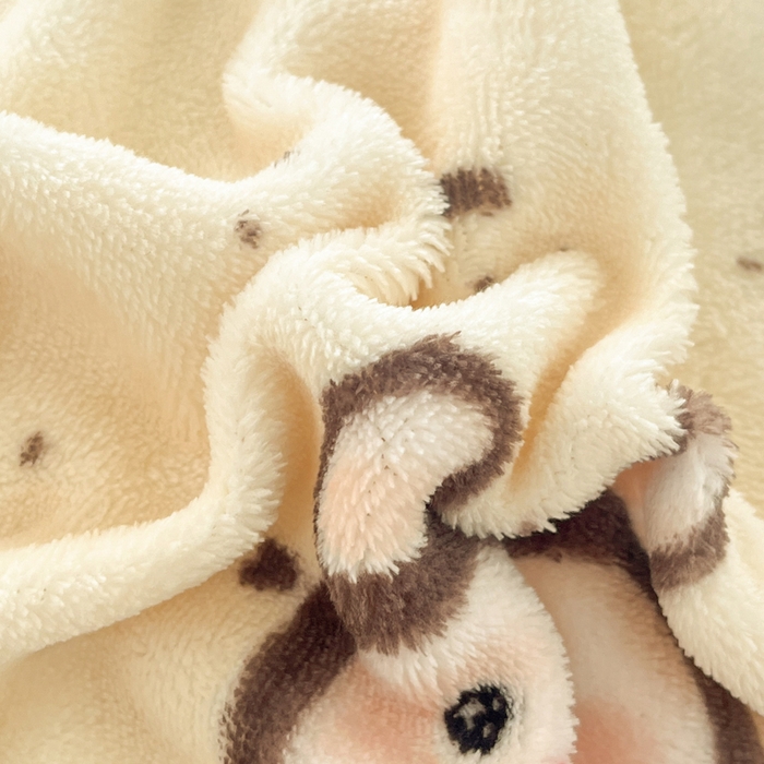 91家纺网 家纺一手货源 找家纺 如一 2025新款高克重大版数码印花牛奶绒四件套 拉兔咖