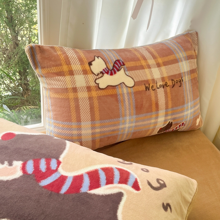 91家纺网 家纺一手货源 找家纺 如一 2025新款高克重大版数码印花牛奶绒四件套 围巾狗