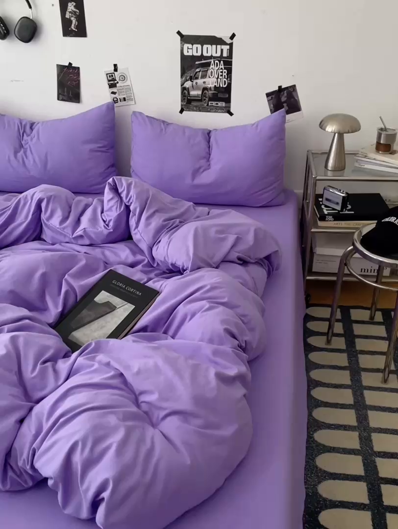 91家纺网 家纺一手货源 找家纺 优梦莱 2025新款糯糯抗菌棉四件套 罗兰紫