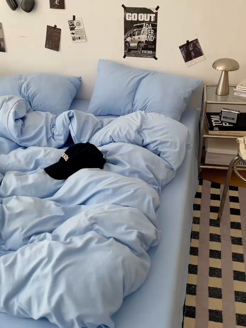 91家纺网 家纺一手货源 找家纺 优梦莱 2025新款糯糯抗菌棉四件套 梦幻蓝