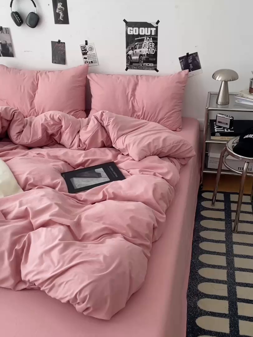 91家纺网 家纺一手货源 找家纺 优梦莱 2025新款糯糯抗菌棉四件套 豆沙粉