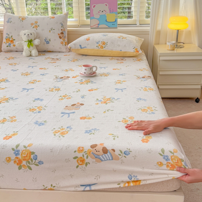 91家纺网 家纺一手货源 找家纺 梦舒阳家纺 2026新品牛奶绒单床笠单被套床笠三件套软fufu牛奶绒单品 布布萌宠【绒床笠】