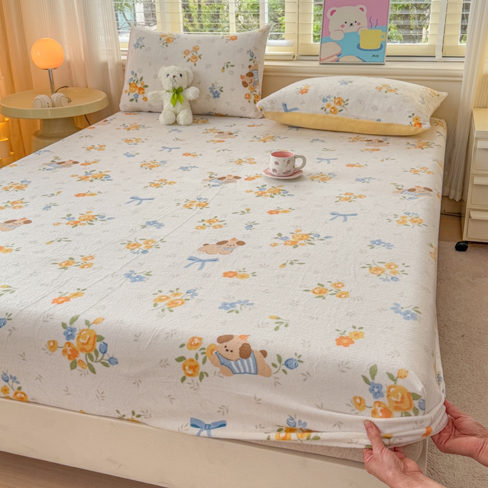 91家纺网 家纺一手货源 找家纺 梦舒阳家纺 2026新品牛奶绒单床笠单被套床笠三件套软fufu牛奶绒单品 布布萌宠【绒床笠】