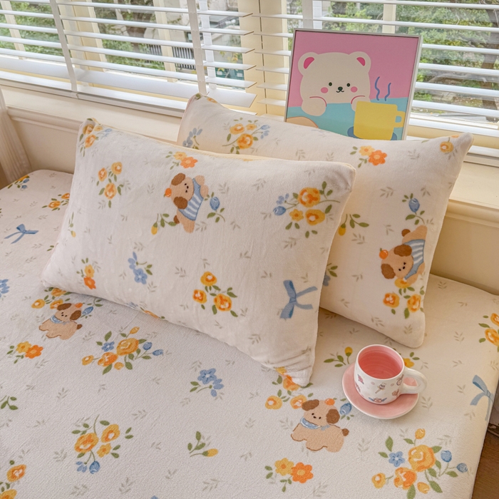 91家纺网 家纺一手货源 找家纺 梦舒阳家纺 2026新品牛奶绒单床笠单被套床笠三件套软fufu牛奶绒单品 布布萌宠【绒床笠】