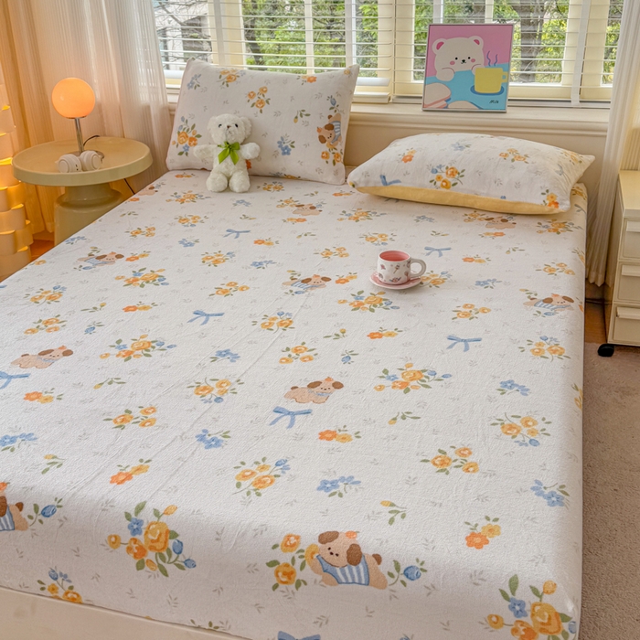 91家纺网 家纺一手货源 找家纺 梦舒阳家纺 2026新品牛奶绒单床笠单被套床笠三件套软fufu牛奶绒单品 布布萌宠【绒床笠】