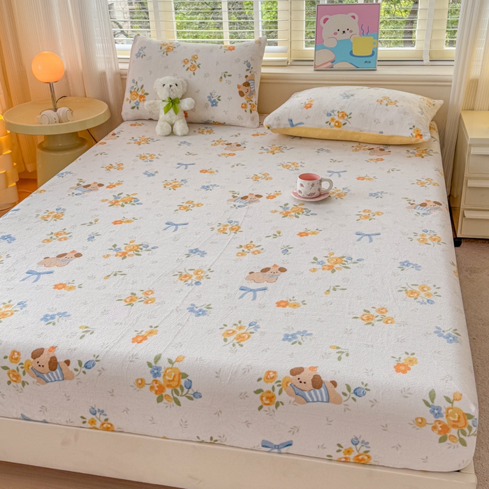 91家纺网 家纺一手货源 找家纺 梦舒阳家纺 2026新品牛奶绒单床笠单被套床笠三件套软fufu牛奶绒单品 布布萌宠【绒床笠】