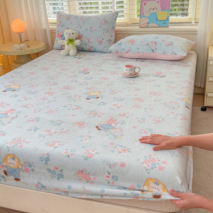 梦舒阳家纺 2026新品牛奶绒单床笠单被套床笠三件套软fufu牛奶绒单品 一帘幽梦【绒床笠】