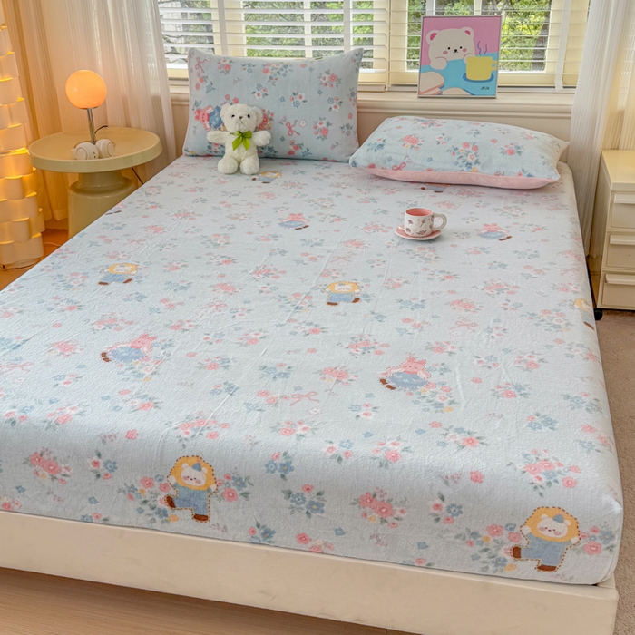 91家纺网 家纺一手货源 找家纺 梦舒阳家纺 2026新品牛奶绒单床笠单被套床笠三件套软fufu牛奶绒单品 一帘幽梦【绒床笠】