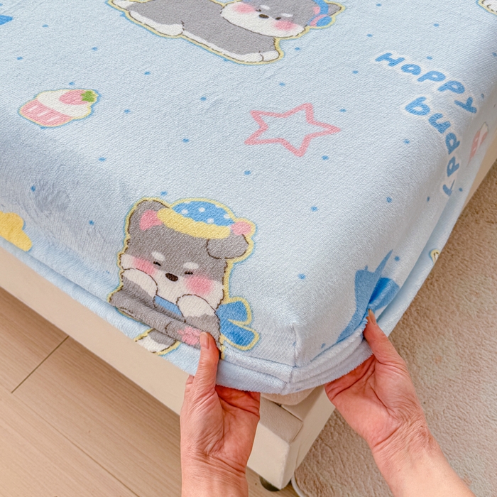 91家纺网 家纺一手货源 找家纺 梦舒阳家纺 2026新品牛奶绒单床笠单被套床笠三件套软fufu牛奶绒单品 布丁狗【绒床笠】