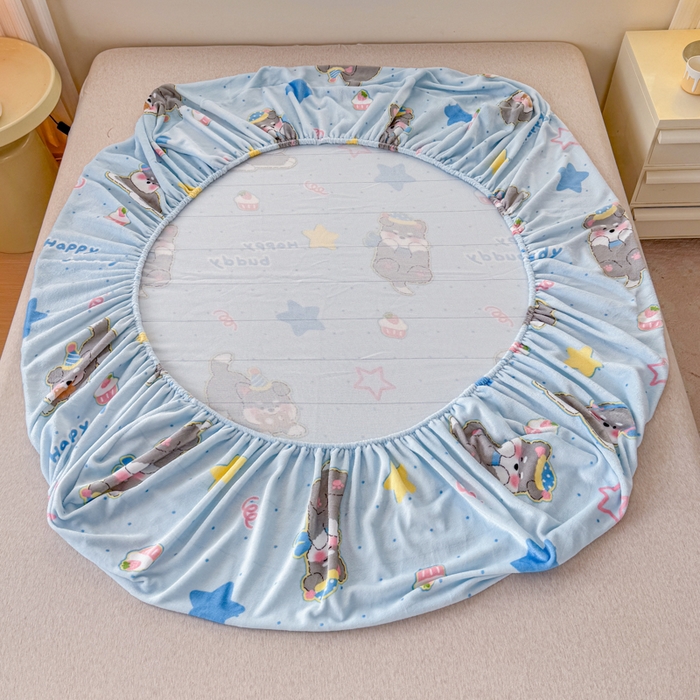 91家纺网 家纺一手货源 找家纺 梦舒阳家纺 2026新品牛奶绒单床笠单被套床笠三件套软fufu牛奶绒单品 布丁狗【绒床笠】