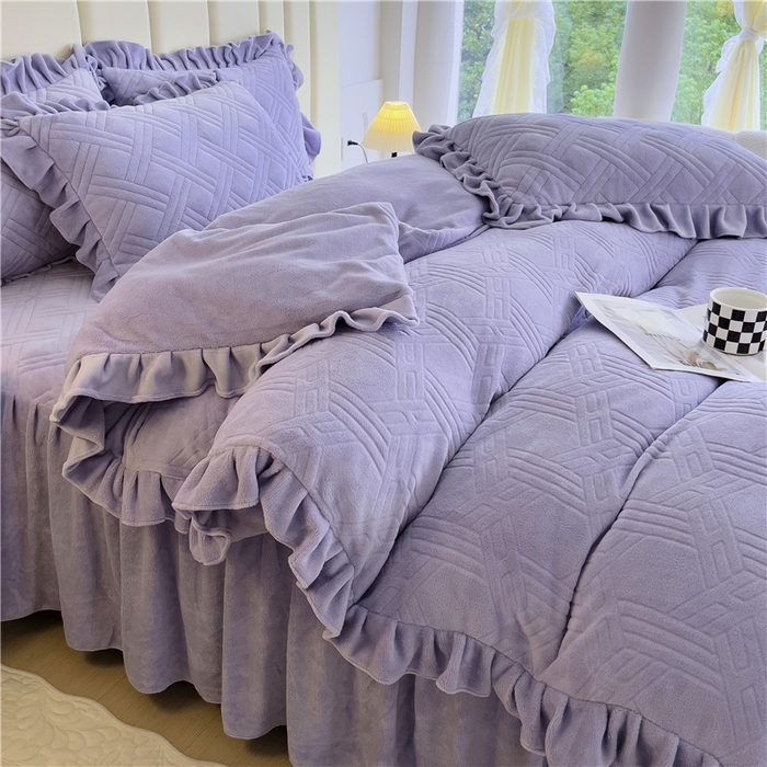 91家纺网 家纺一手货源 找家纺 （总）十个点家纺 2024新款牛奶绒床裙四件套-欣雅