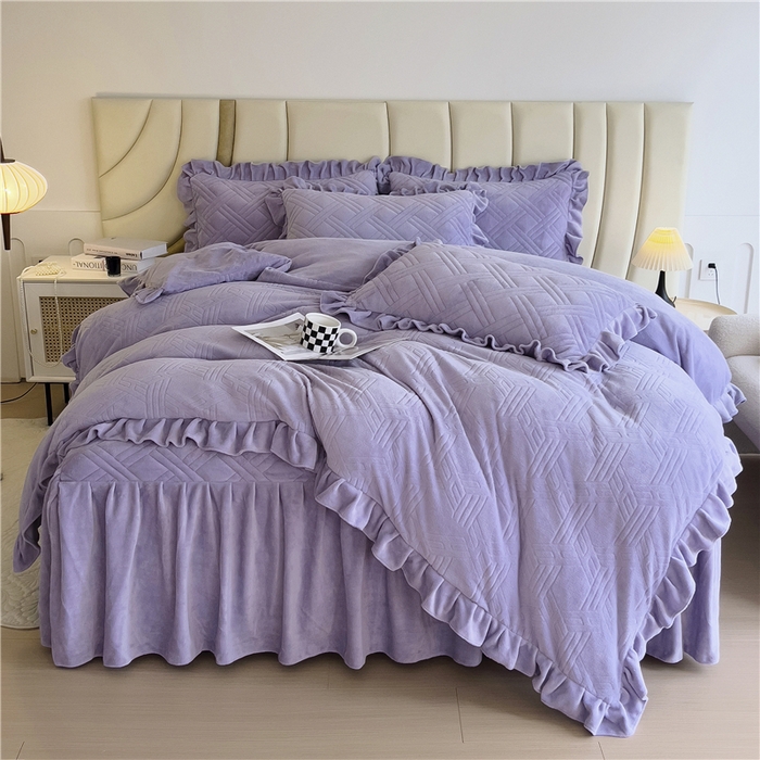 （总）十个点家纺 2024新款牛奶绒床裙四件套-欣雅