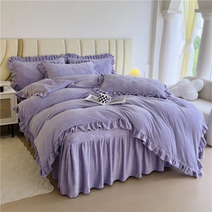 91家纺网 家纺一手货源 找家纺 （总）十个点家纺 2024新款牛奶绒床裙四件套-欣雅