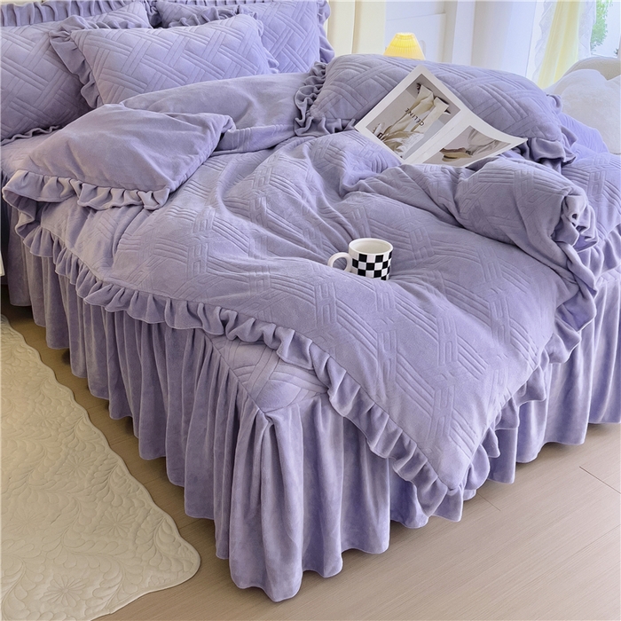 91家纺网 家纺一手货源 找家纺 （总）十个点家纺 2024新款牛奶绒床裙四件套-欣雅