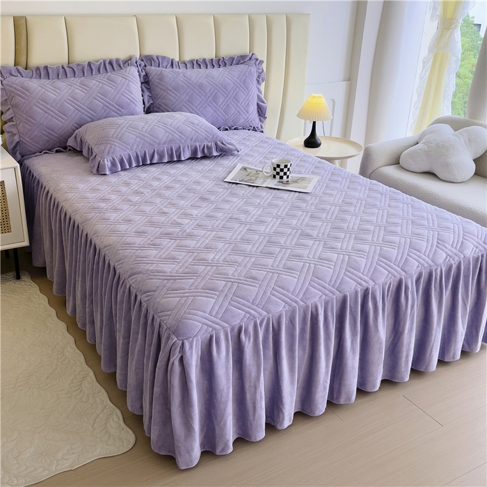 91家纺网 家纺一手货源 找家纺 （总）十个点家纺 2024新款牛奶绒单床裙-欣雅