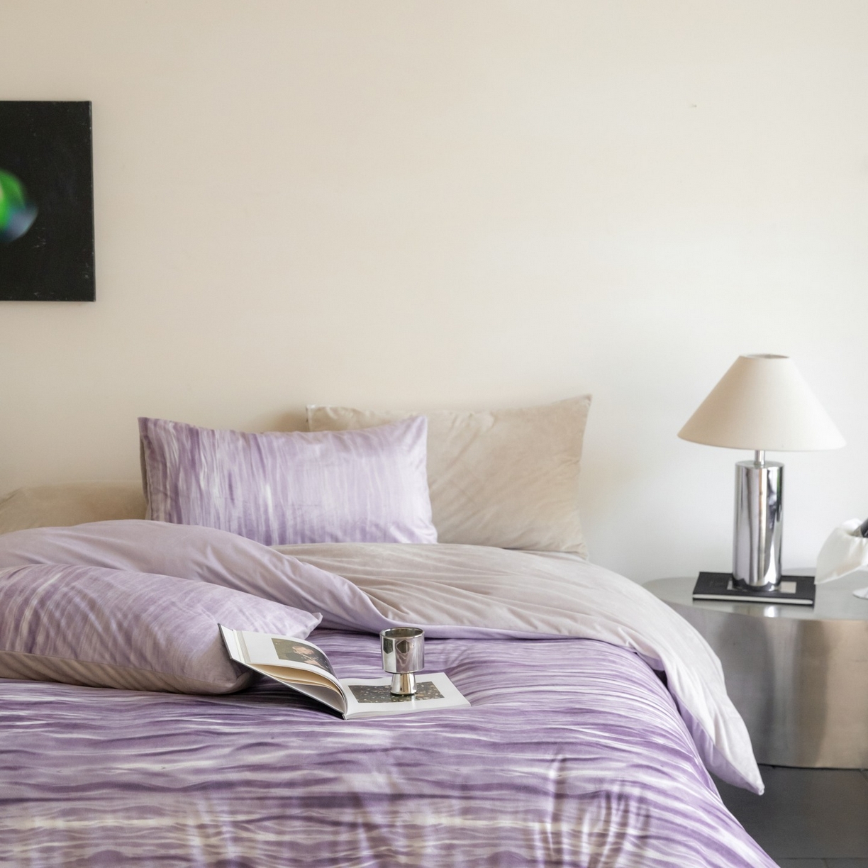 91家纺网 家纺一手货源 找家纺 ONE TWO ONE 121 2025新款轻奢新法式德芙绒宝宝绒婴儿绒短毛绒牛奶绒四件套床单被套-波光莎娜 波光莎娜-紫