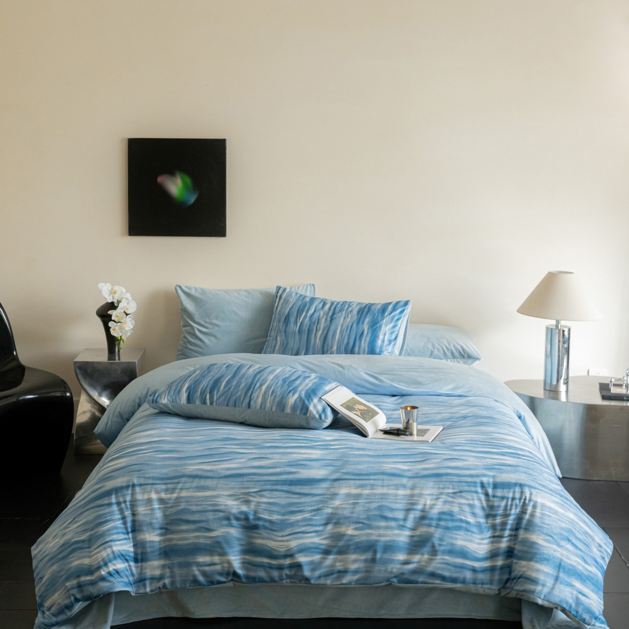 91家纺网 家纺一手货源 找家纺 ONE TWO ONE 121 2025新款轻奢新法式德芙绒宝宝绒婴儿绒短毛绒牛奶绒四件套床单被套-波光莎娜 波光莎娜-蓝