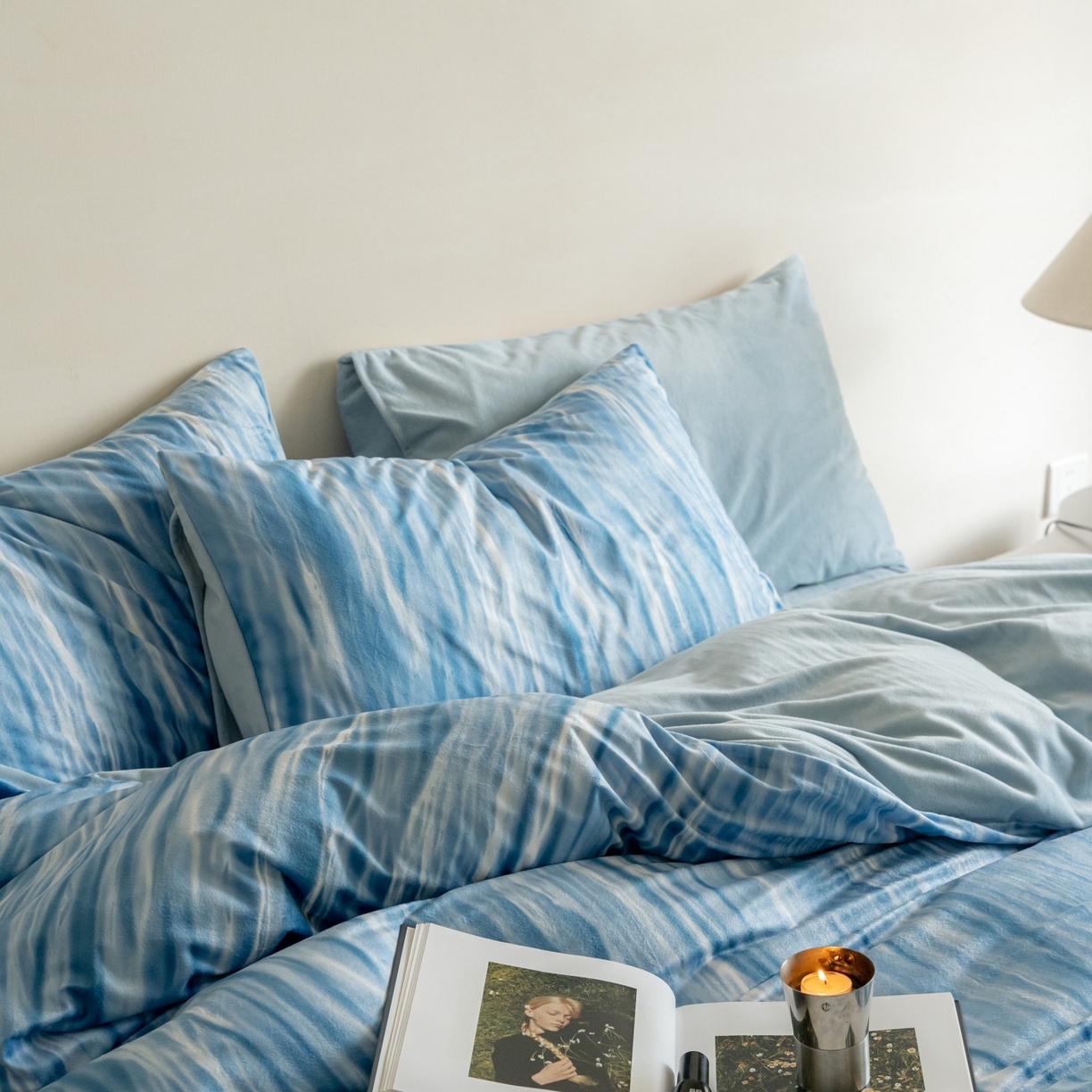 91家纺网 家纺一手货源 找家纺 ONE TWO ONE 121 2025新款轻奢新法式德芙绒宝宝绒婴儿绒短毛绒牛奶绒四件套床单被套-波光莎娜 波光莎娜-蓝