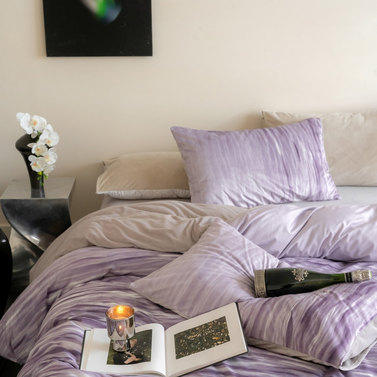 91家纺网 家纺一手货源 找家纺 ONE TWO ONE 121 2025新款轻奢新法式德芙绒宝宝绒婴儿绒短毛绒牛奶绒四件套床单被套-波光莎娜 波光莎娜-紫