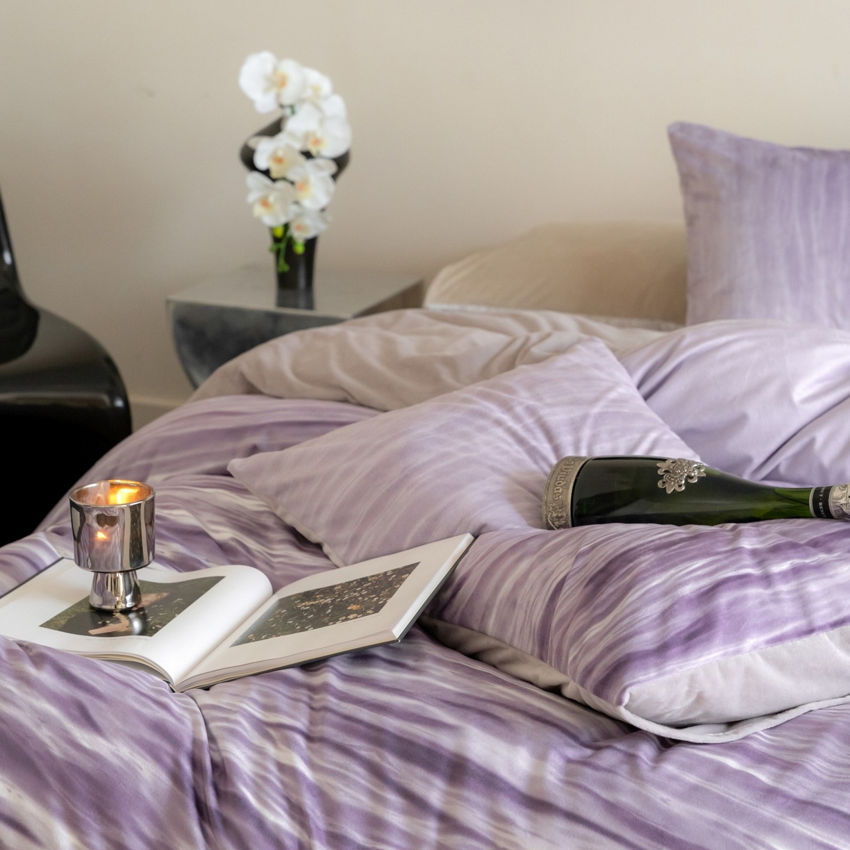 91家纺网 家纺一手货源 找家纺 ONE TWO ONE 121 2025新款轻奢新法式德芙绒宝宝绒婴儿绒短毛绒牛奶绒四件套床单被套-波光莎娜 波光莎娜-紫