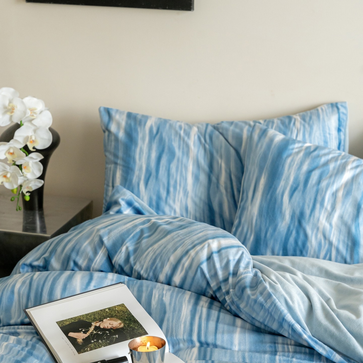 91家纺网 家纺一手货源 找家纺 ONE TWO ONE 121 2025新款轻奢新法式德芙绒宝宝绒婴儿绒短毛绒牛奶绒四件套床单被套-波光莎娜 波光莎娜-蓝