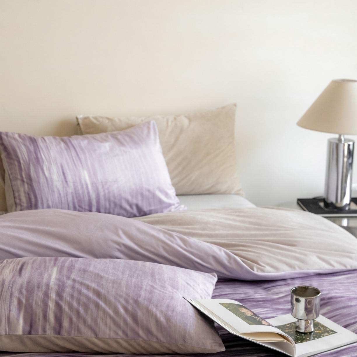 91家纺网 家纺一手货源 找家纺 ONE TWO ONE 121 2025新款轻奢新法式德芙绒宝宝绒婴儿绒短毛绒牛奶绒四件套床单被套-波光莎娜 波光莎娜-紫