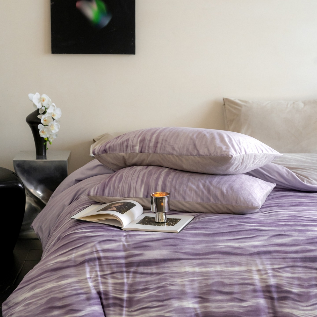 91家纺网 家纺一手货源 找家纺 ONE TWO ONE 121 2025新款轻奢新法式德芙绒宝宝绒婴儿绒短毛绒牛奶绒四件套床单被套-波光莎娜 波光莎娜-紫