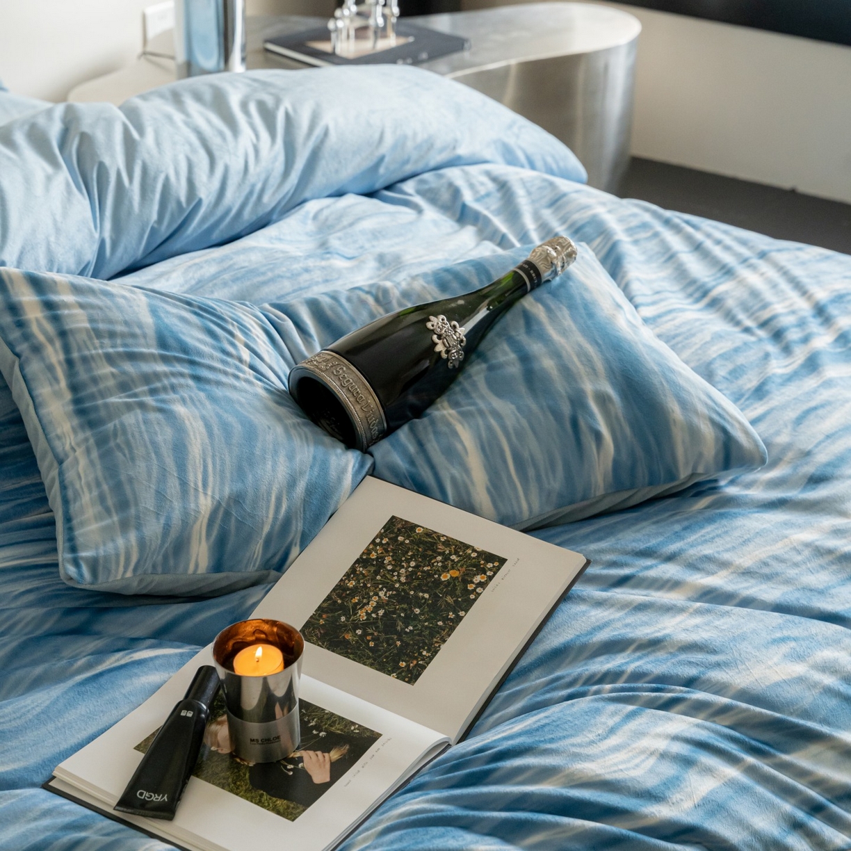 91家纺网 家纺一手货源 找家纺 ONE TWO ONE 121 2025新款轻奢新法式德芙绒宝宝绒婴儿绒短毛绒牛奶绒四件套床单被套-波光莎娜 波光莎娜-蓝