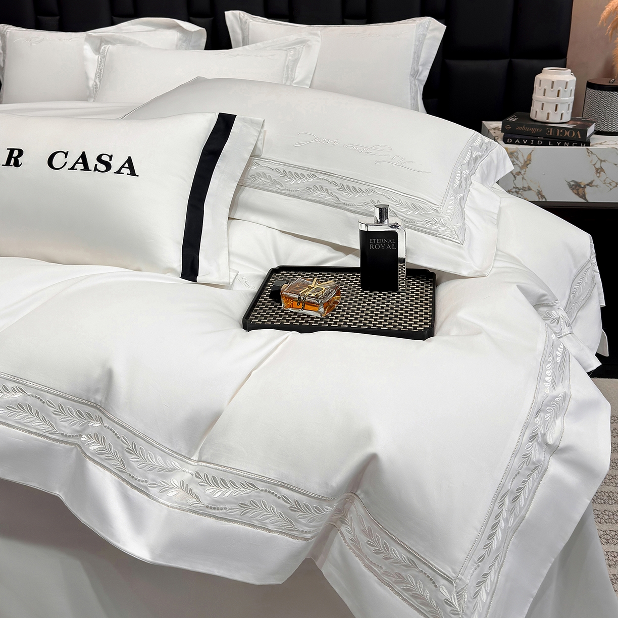 91家纺网 家纺一手货源 找家纺 星蕴家纺 2025新款贡缎长绒棉四件套-路易 路易-皓月白