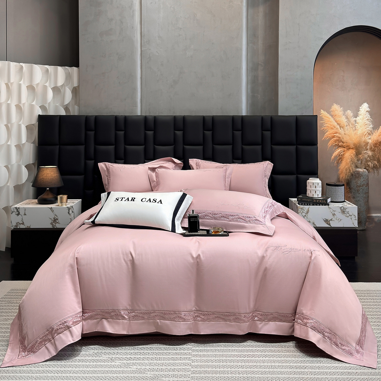 星蕴家纺 2025新款贡缎长绒棉四件套-路易 路易-豆沙粉